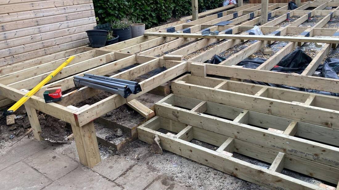 Garden room and raised deck, before