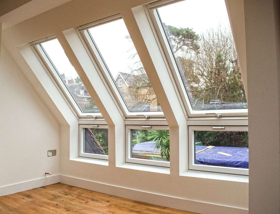 Converted loft with a row of rooflights