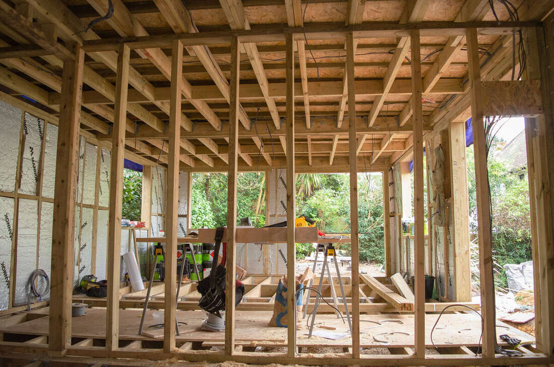 New roof structure during the build