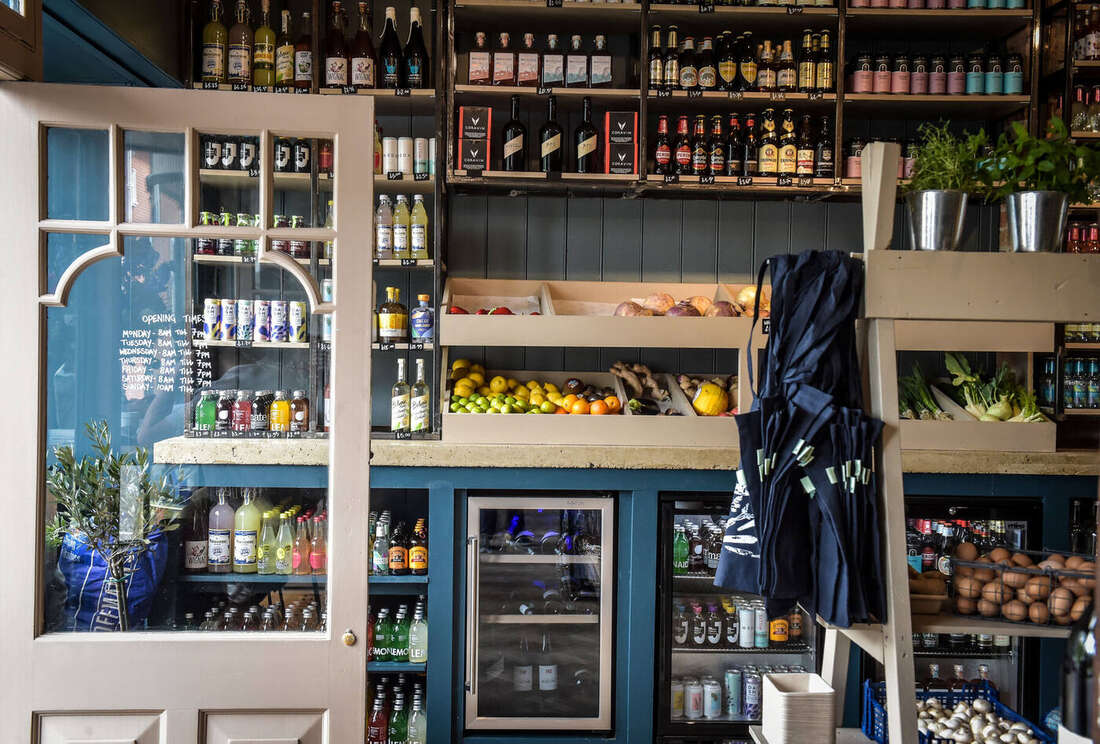 Glazed door and shelving
