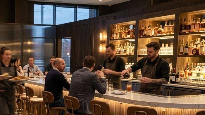 Eye-level visual of the finished bar