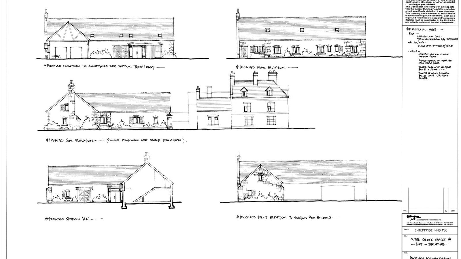 Hand-drawn elevations from the first visit.