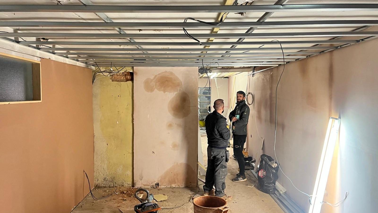 The basement at Seamoor Road, stripped back.